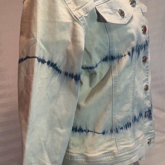 Justice Girl's Youth Size 18/20 Tie Dye Blue Denim Jacket Boho New with Tags - Picture 5 of 16